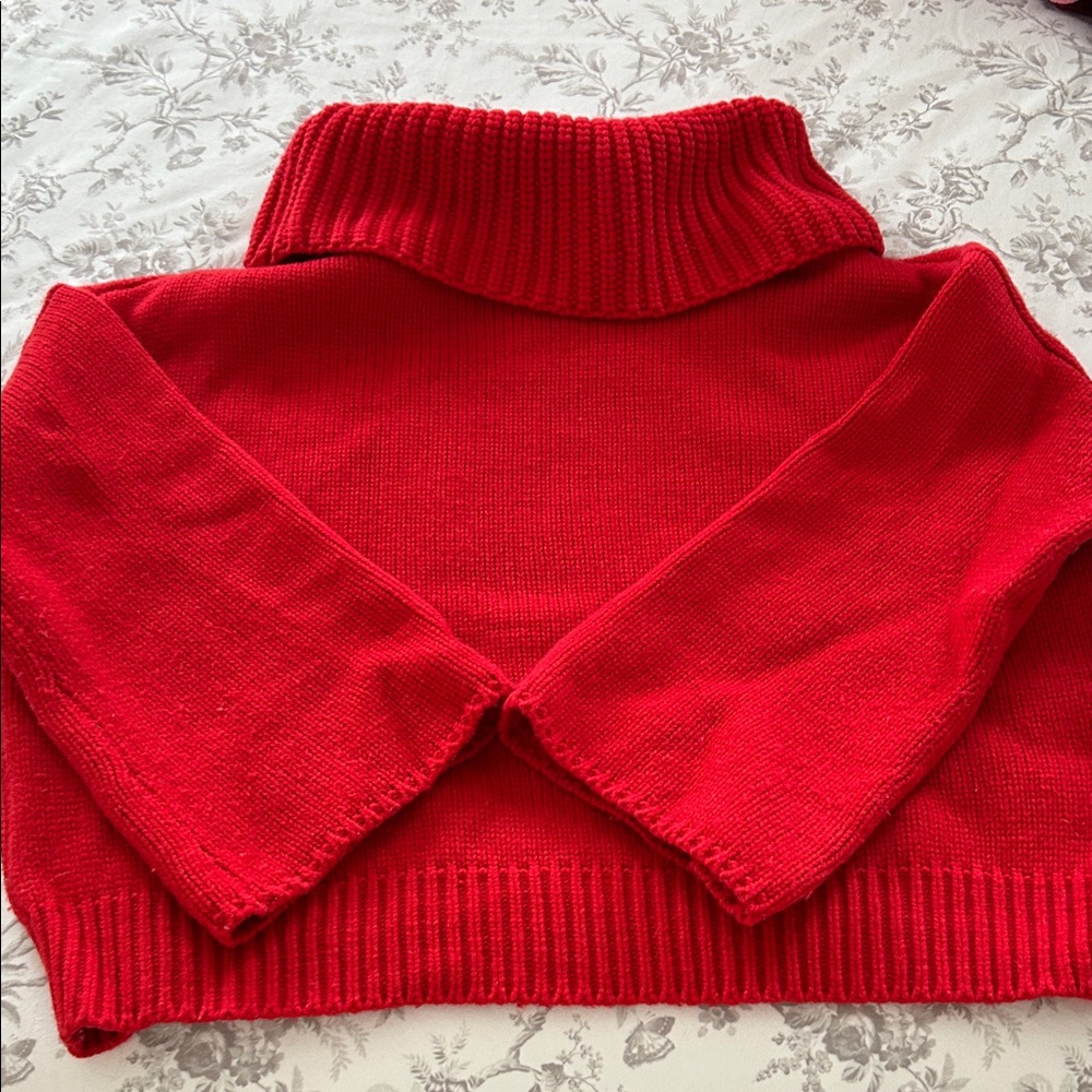 Elegant Red Cowl Neck Sweater